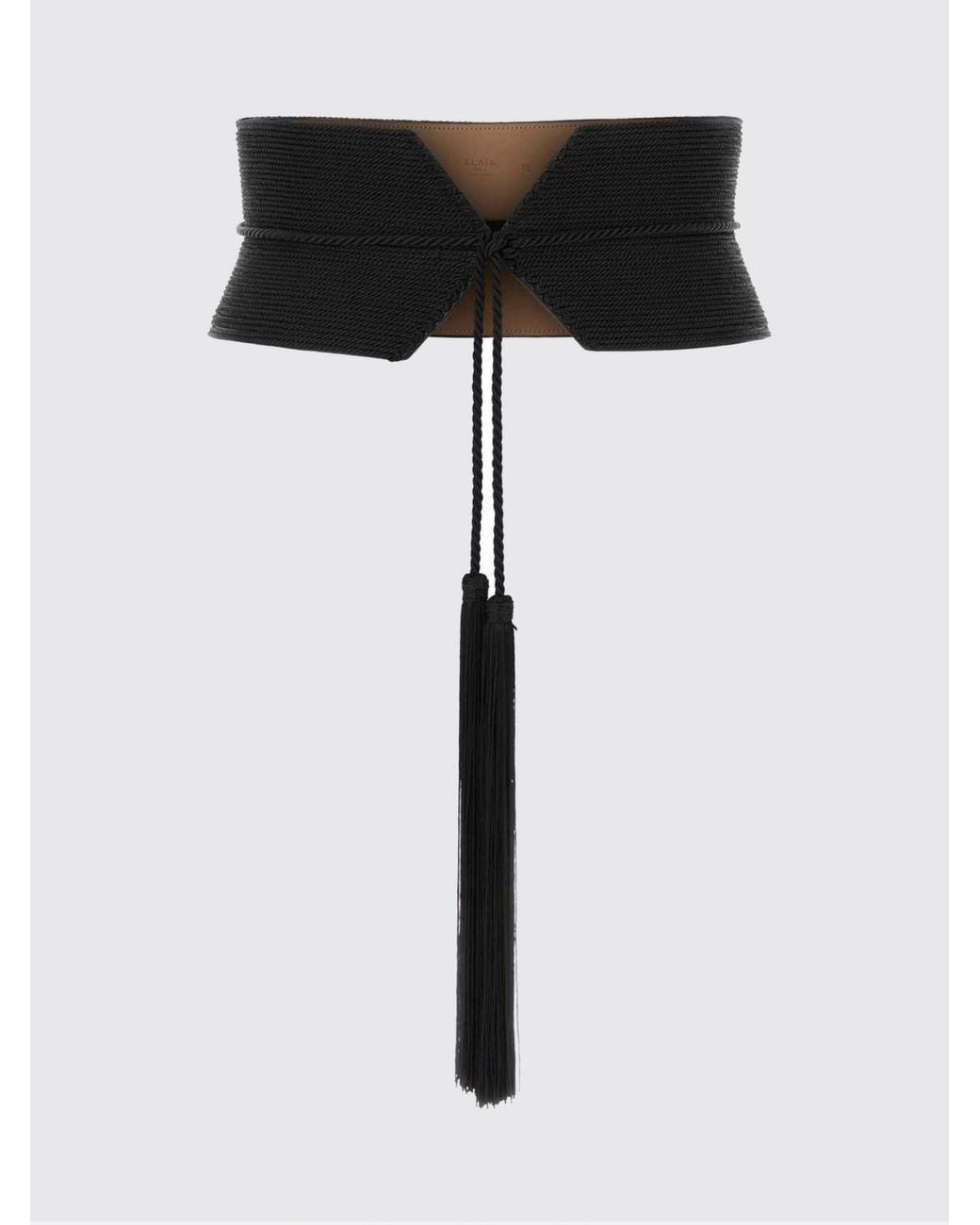 Alaïa Black Breiter Bustier-Gürtel Aus Viskose Und Leder Mit Quasten Zum Binden