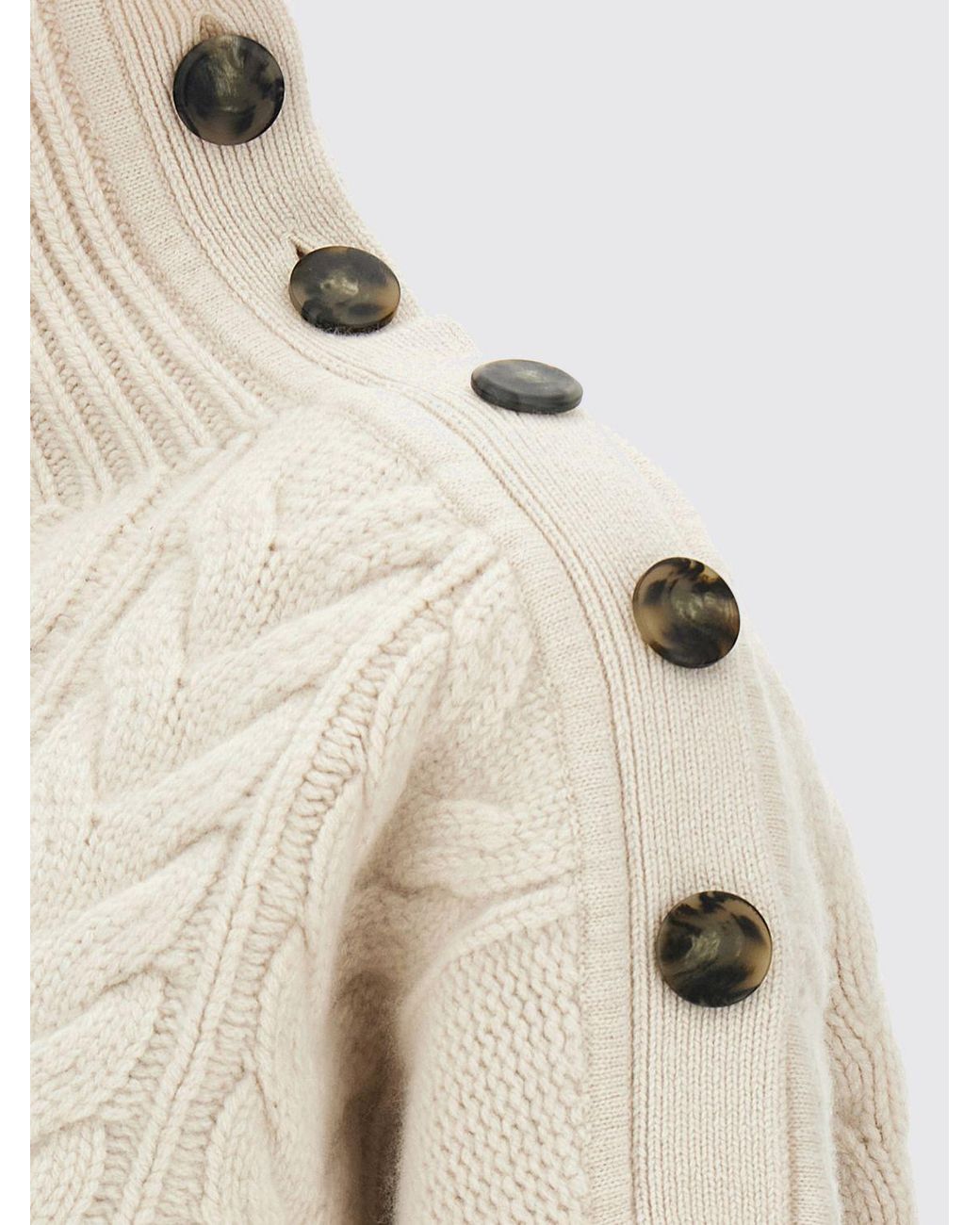 Yves Salomon Natural Wool And Cashmere Roll Neck With Shoulder Buttons
