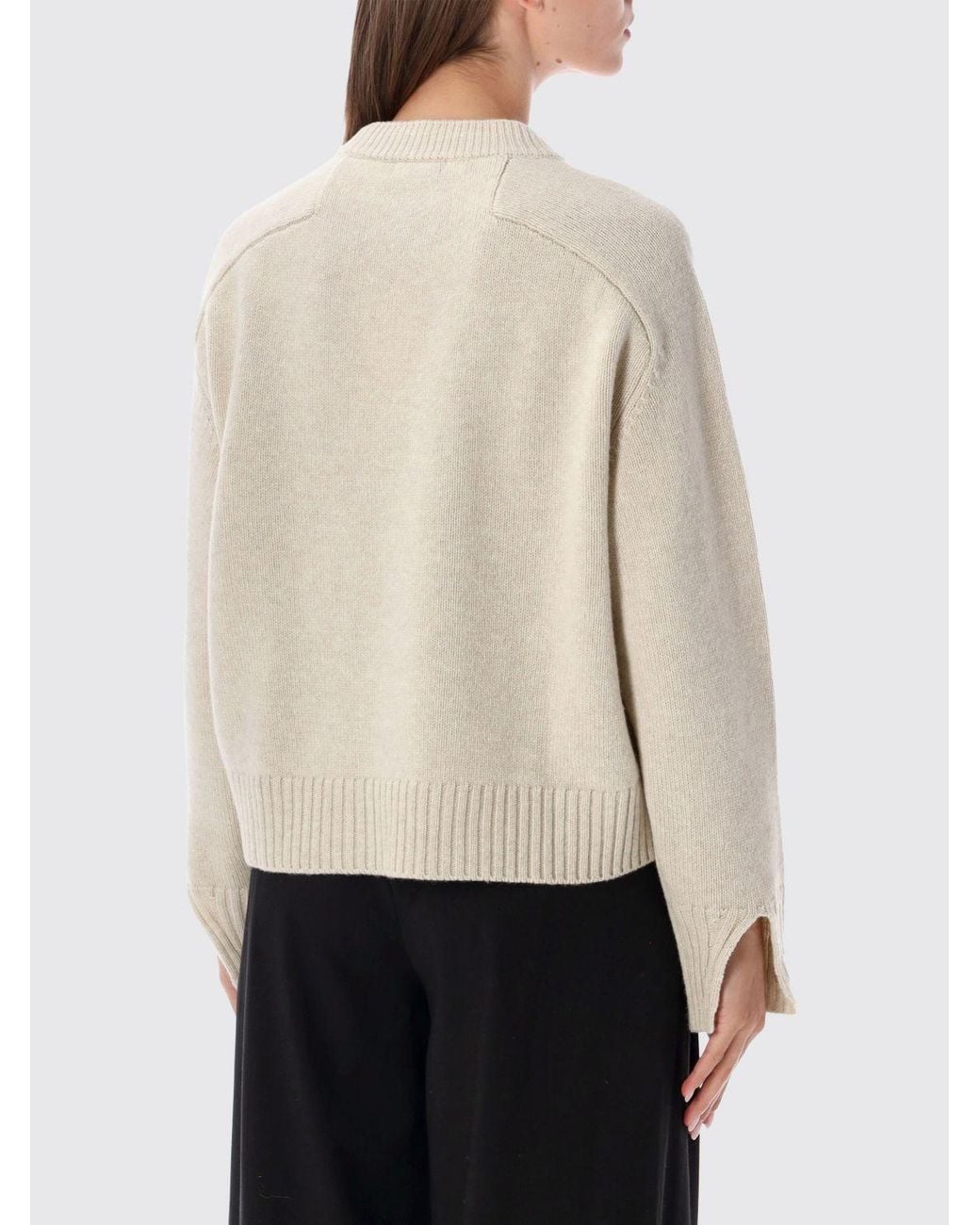 Soeur Natural Crewneck Merino Wool Jumper With Dropped Shoulders And Long Sleeves