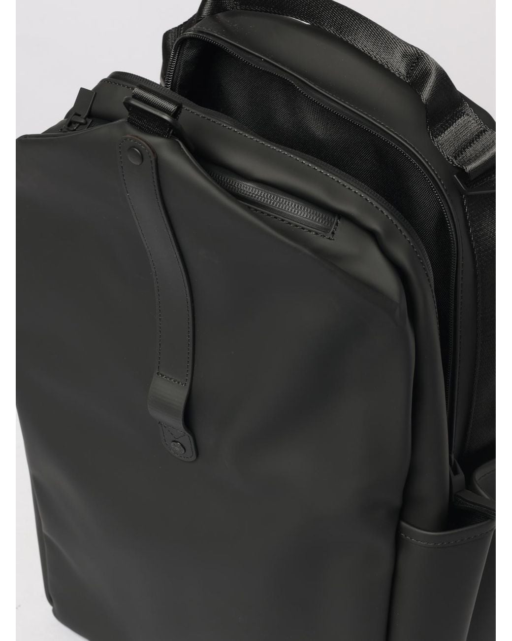 Rains Black Clip Front Backpack for men