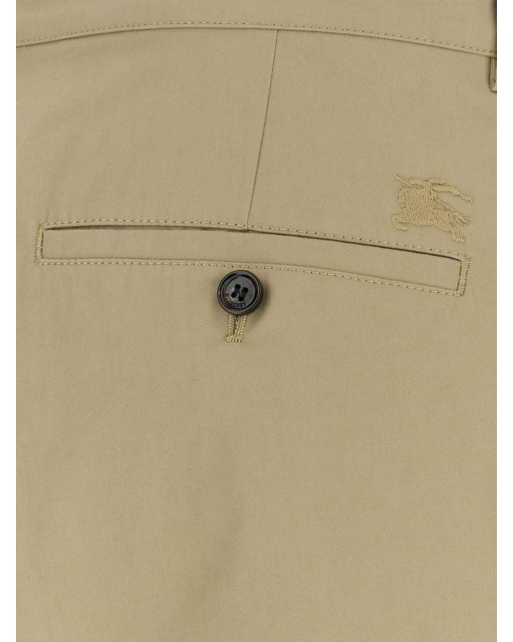 Burberry Natural Slim Fit Cotton Chino Trousers With Slant Pockets for men