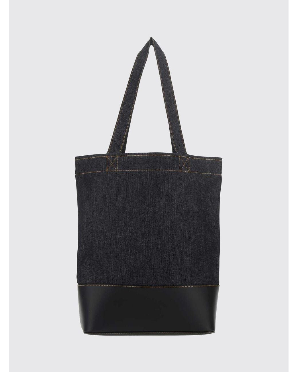 A.P.C. Black Cotton Denim Tote Bag With Logo for men