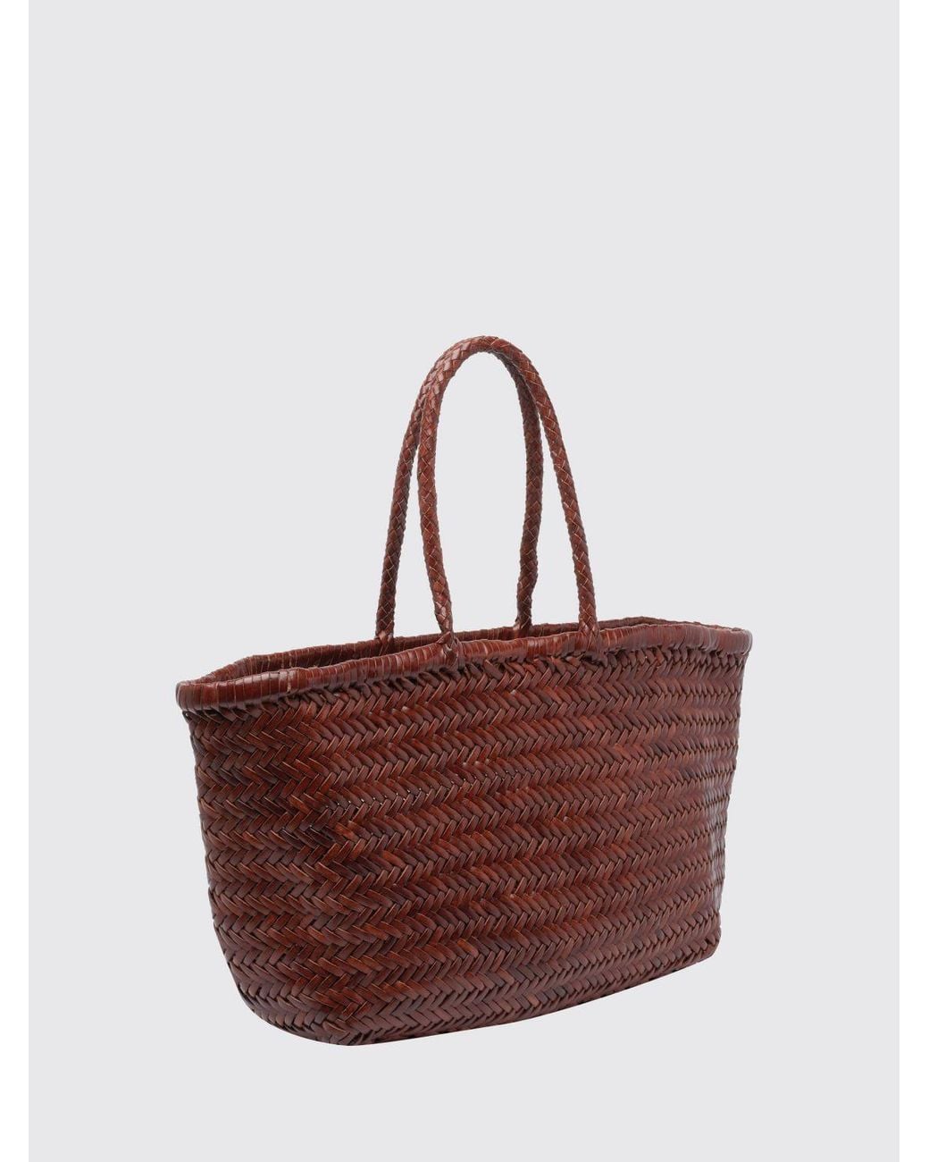 Dragon Diffusion Brown Woven Leather Handbag With Double Handle