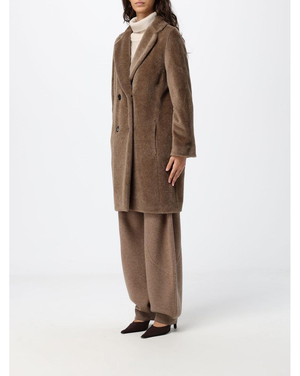 Max Mara Brown Knee-Length Double-Breasted Coat