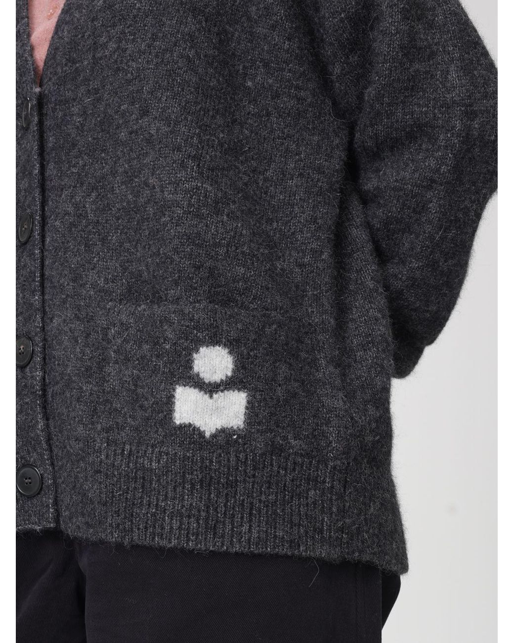 Cárdigan De Lana De Alpaca Con Logo Isabel Marant de color Gray