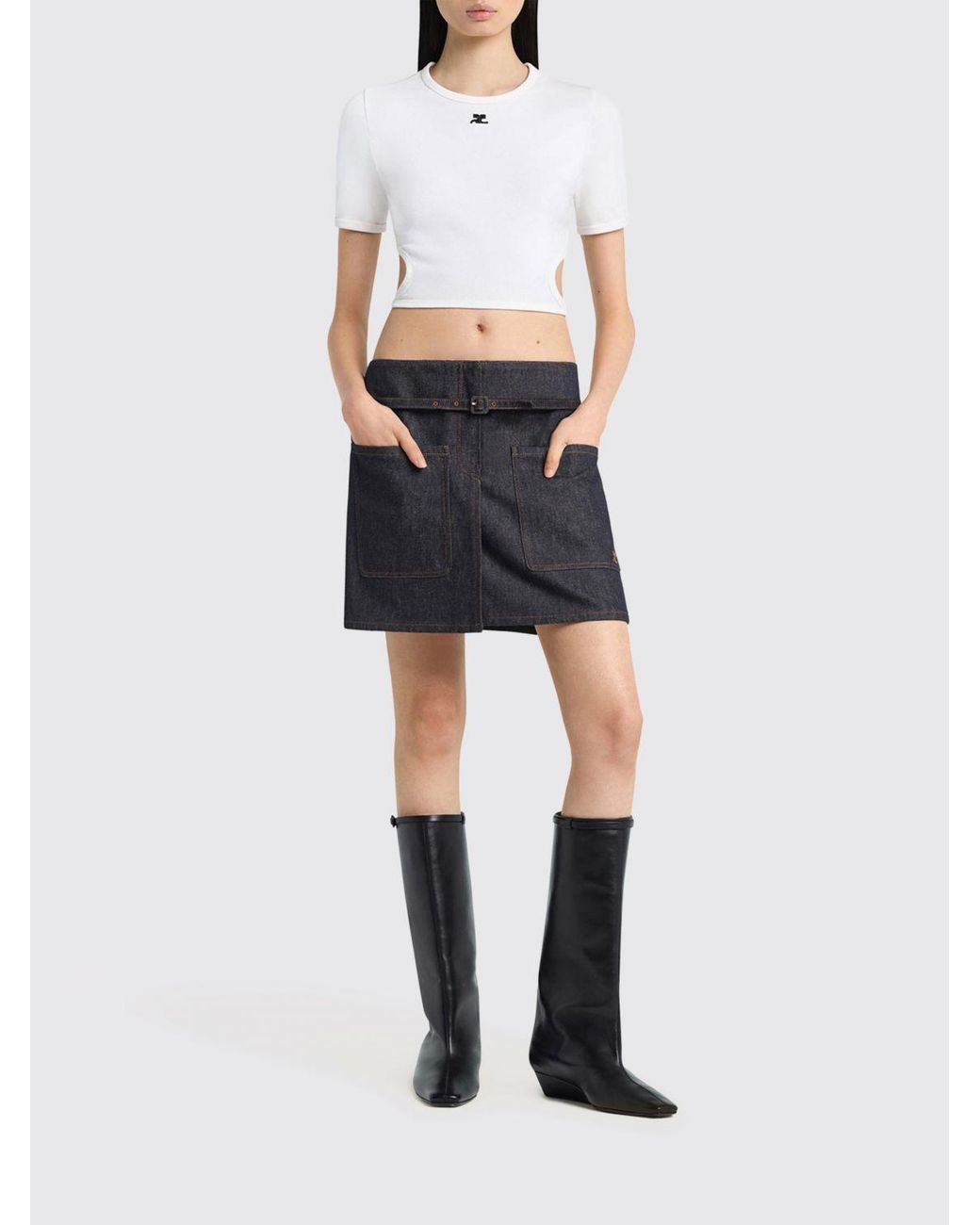 Courreges White CourrÈ Ges Cotton Crop T-Shirts With Logo