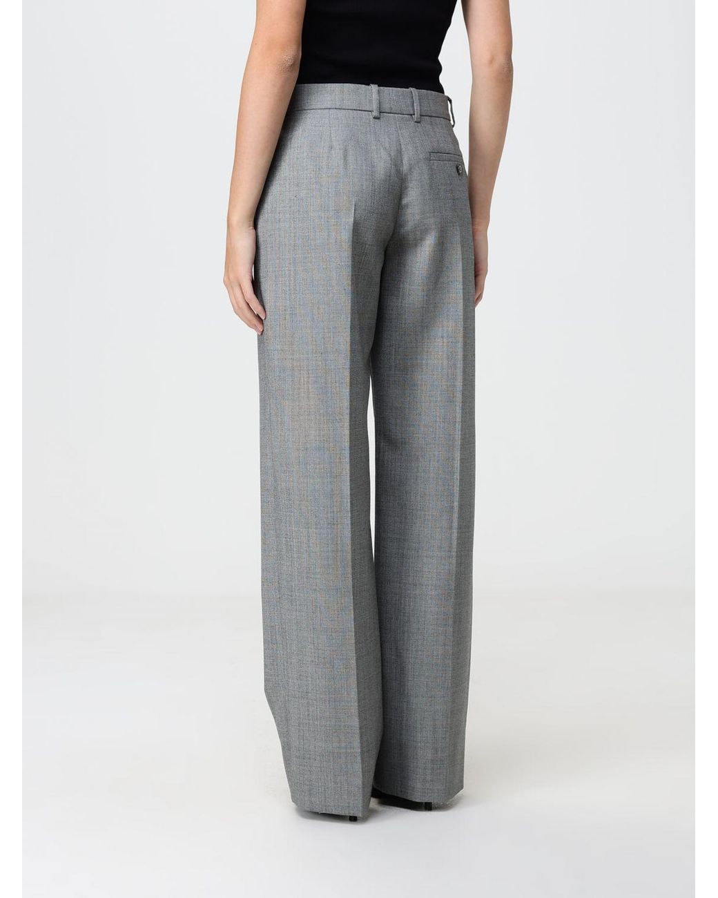 McQueen Gray Tailored Wide-Leg Wool Trousers With Off-Center Closure