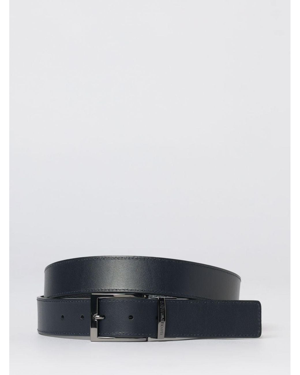 Emporio Armani Gray Reversible Grained Leather Belt for men
