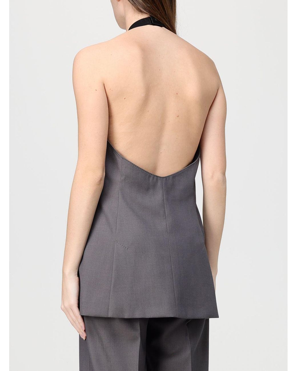 Max Mara Gray Wool Gabardine Top