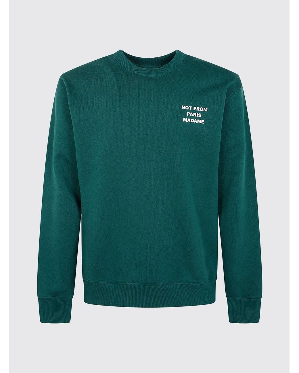 Drole de Monsieur Green Crewneck Cotton Sweatshirt With Slogan Print for men