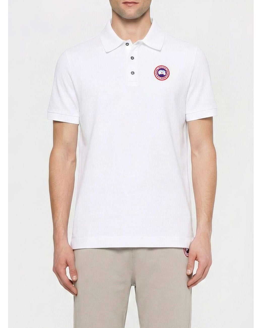 Canada Goose White Logo Cotton Polo Shirt for men