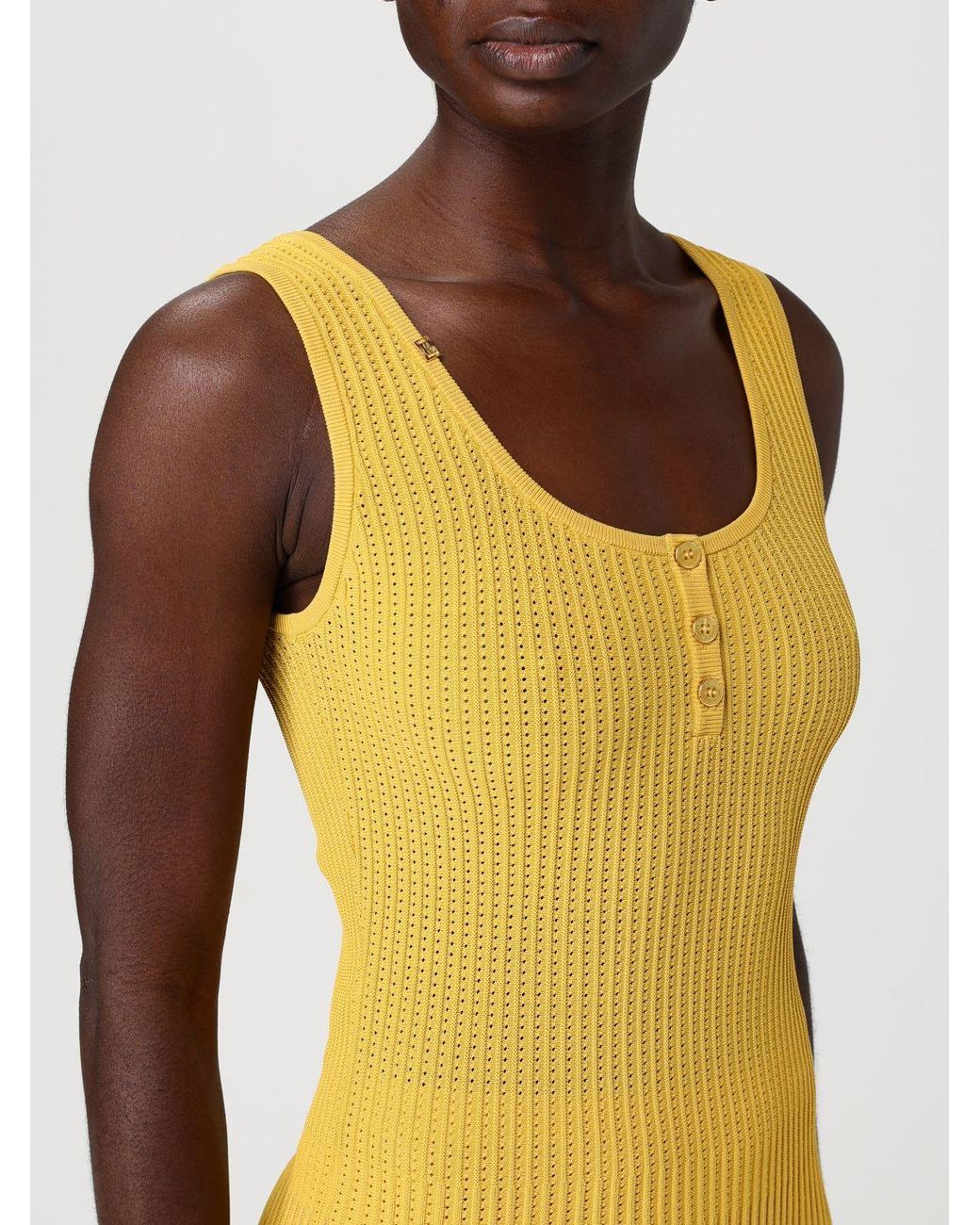 Elisabetta Franchi Yellow Jersey Mini Dress