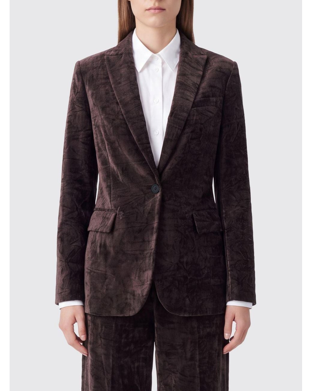 Liu Jo Blue Single-Breasted Velvet Blazer With Peak Lapels