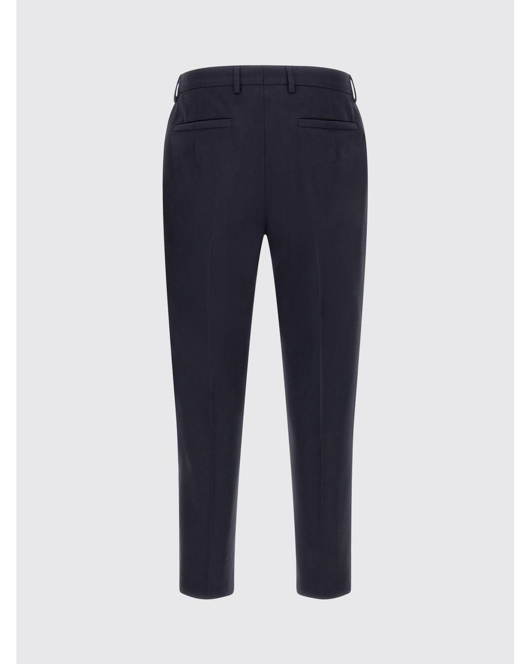 Zegna Blue Slim Fit Cotton Tailored Trousers With Pleats for men