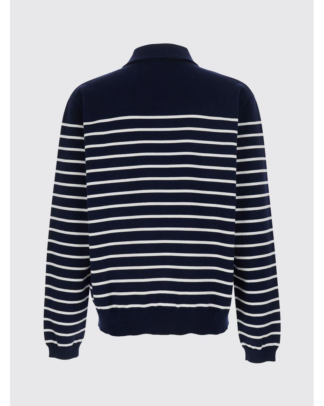 DSquared² Blue Relaxed Fit Striped Knit Long-Sleeve Polo Shirt for men
