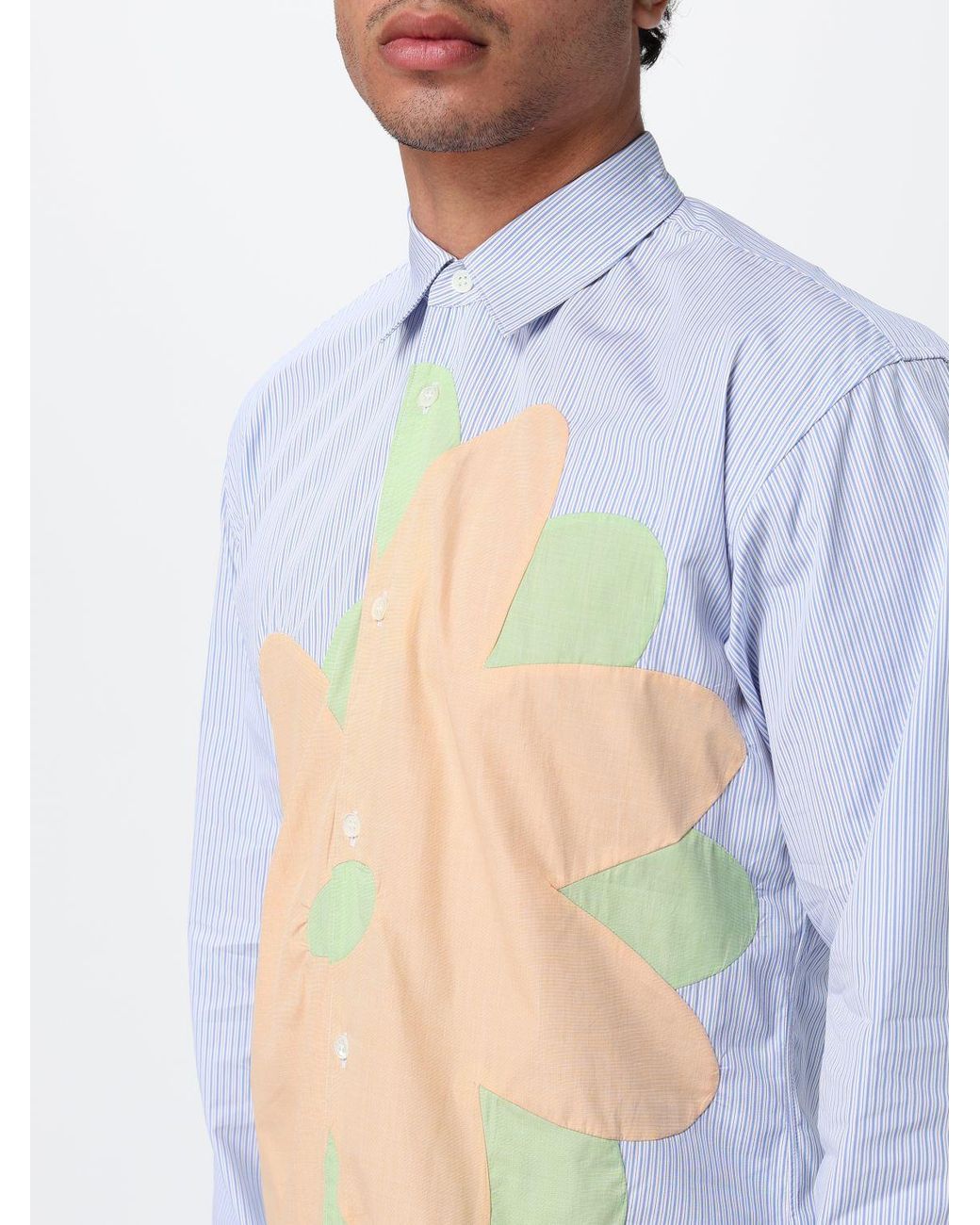 Comme des Garçons White Comme Des Gar&Ccedil	Ons Striped And Floral Print Cotton Shirt for men