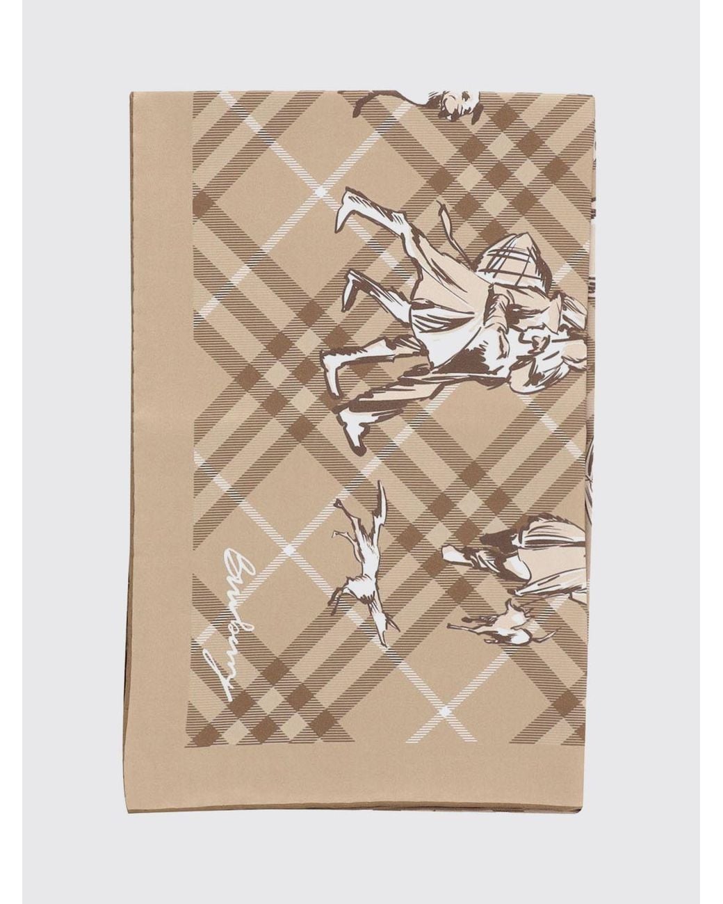Burberry Natural Vintage Check Print Silk Twill Square Scarf