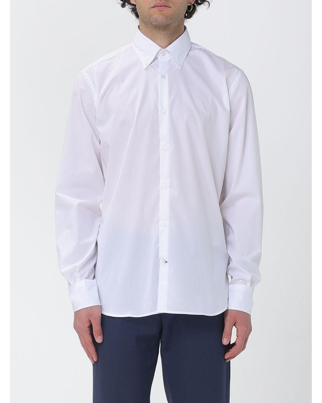 Brooksfield White Classic Cotton Poplin Shirt for men
