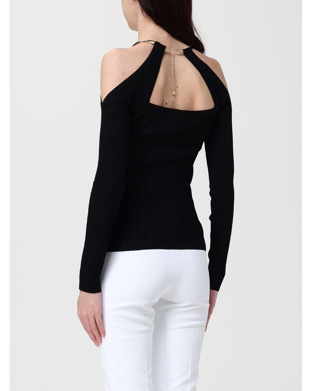 Elisabetta Franchi Black Ribbed Viscose Knit