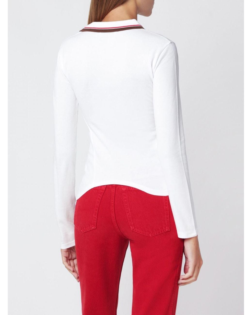 Vivienne Westwood Red Asymmetrical Long-Sleeved Cotton Polo With Orb Logo