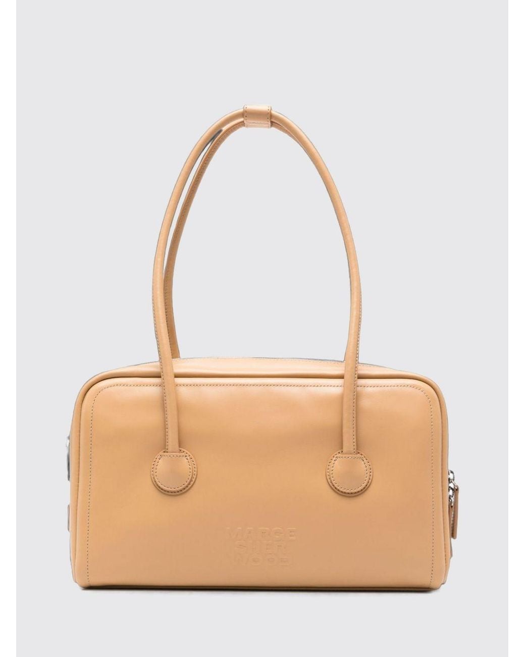 MARGE SHERWOOD Natural Boston Grained Calf Leather Shoulder Bag With Double Handle
