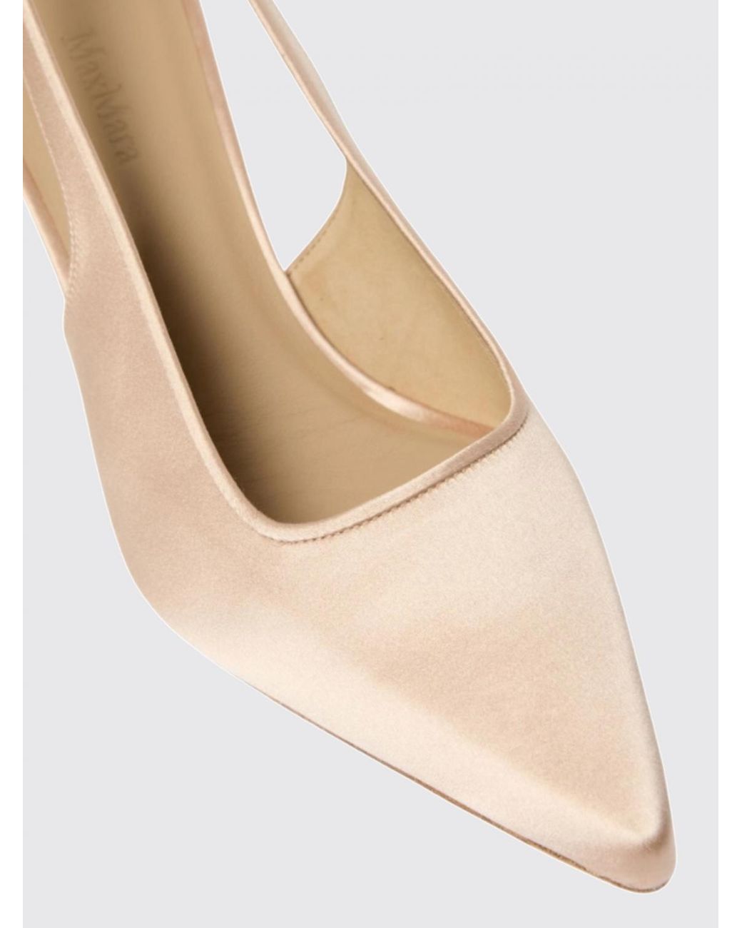 Max Mara Natural Airone Satin Slingback Pumps With Medium Stiletto Heel