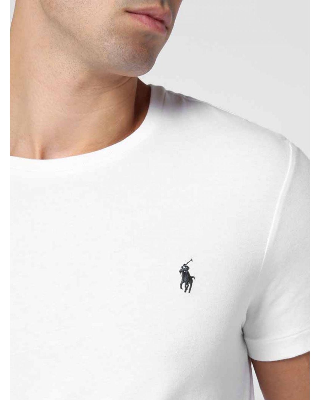 Polo Ralph Lauren White Crewneck Cotton T-Shirt With Embroidered Pony Logo for men