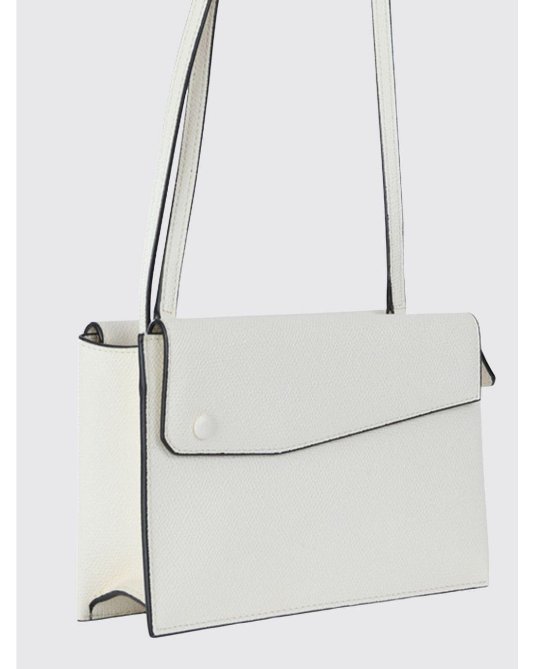 Valextra White Pocket Grained Calfskin Leather Crossbody Bag With Adjustable Handle