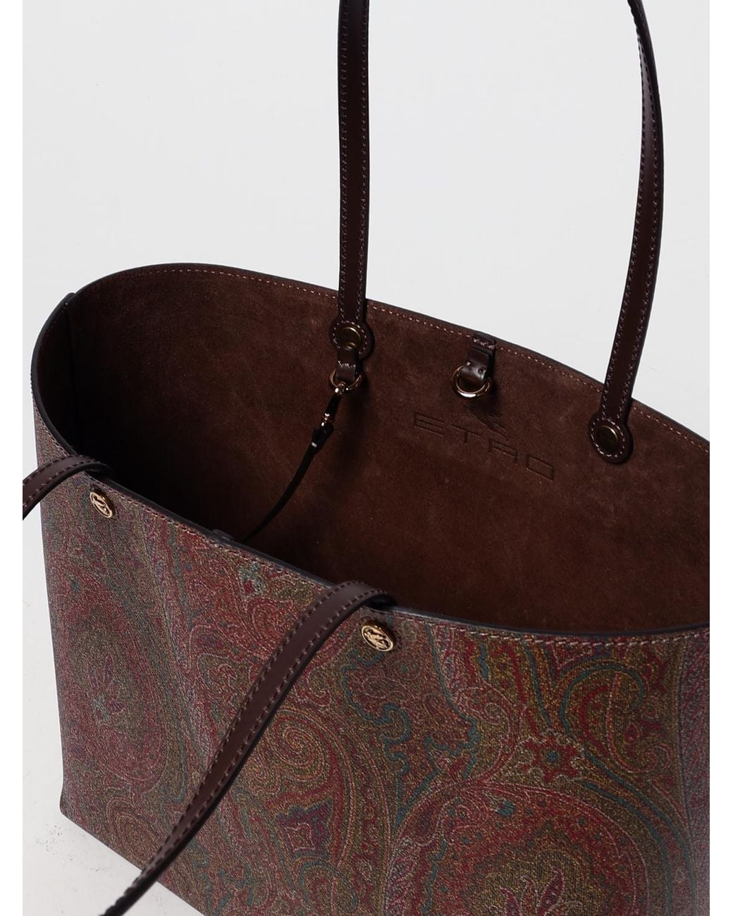 Etro Brown Essential Paisley Arnica Coated Cotton Bag