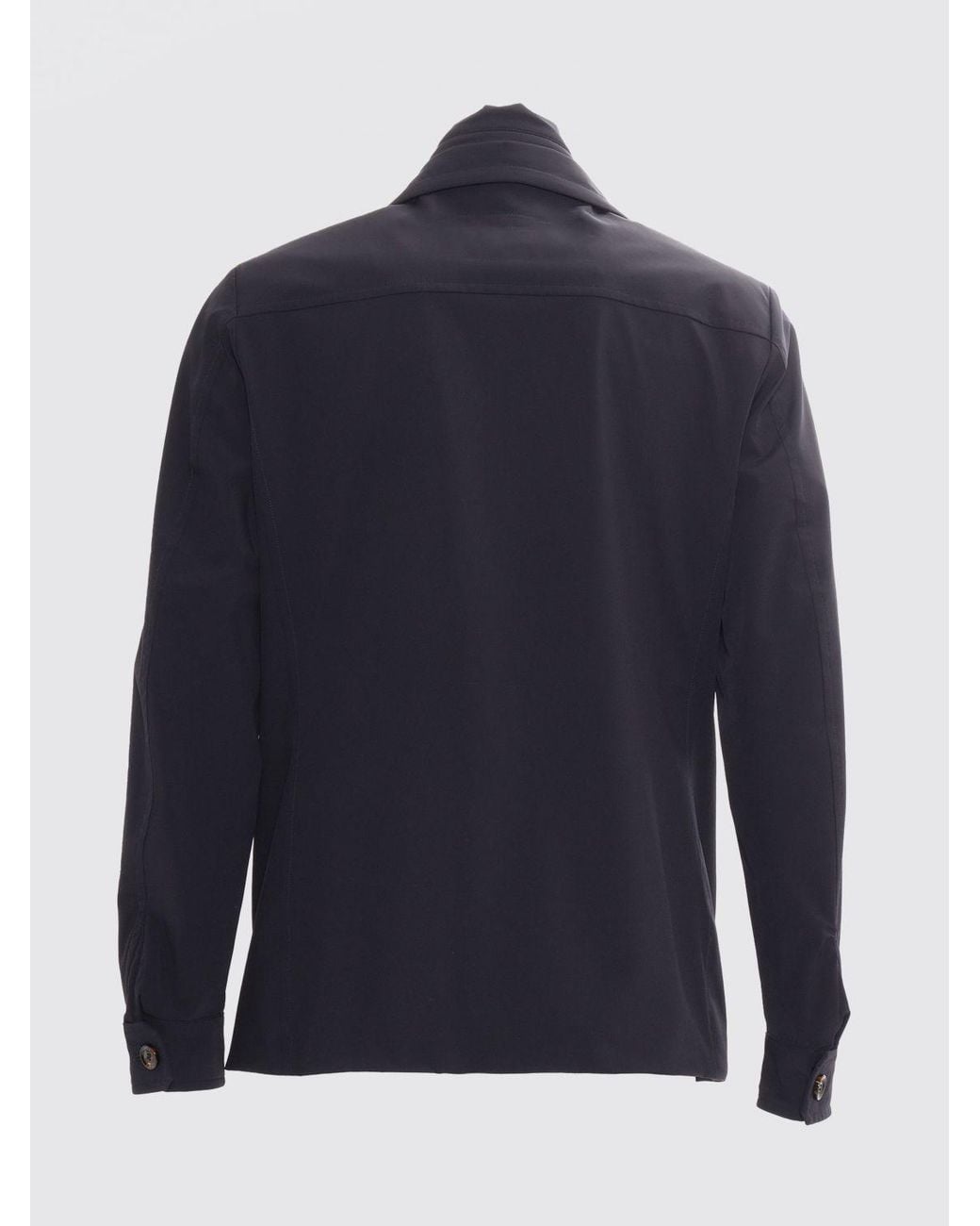 Moorer Blue Double-Breasted Technical Fabric Coat for men