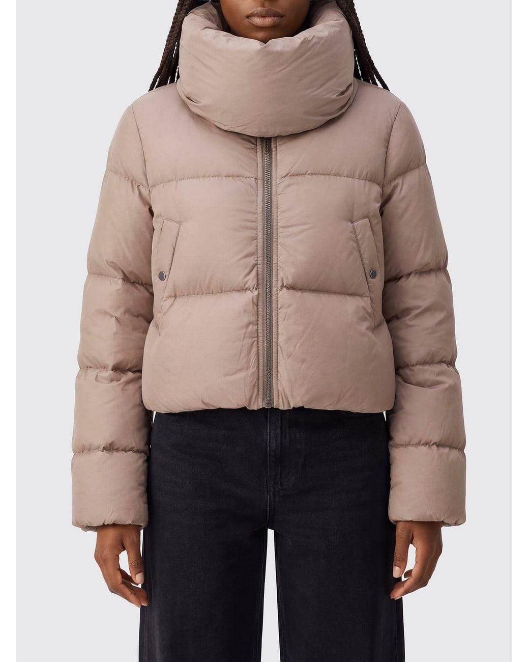 Rick Owens Pink Short Water-Repellent Quilted Nylon Puffer Jacket With Funnel Neck
