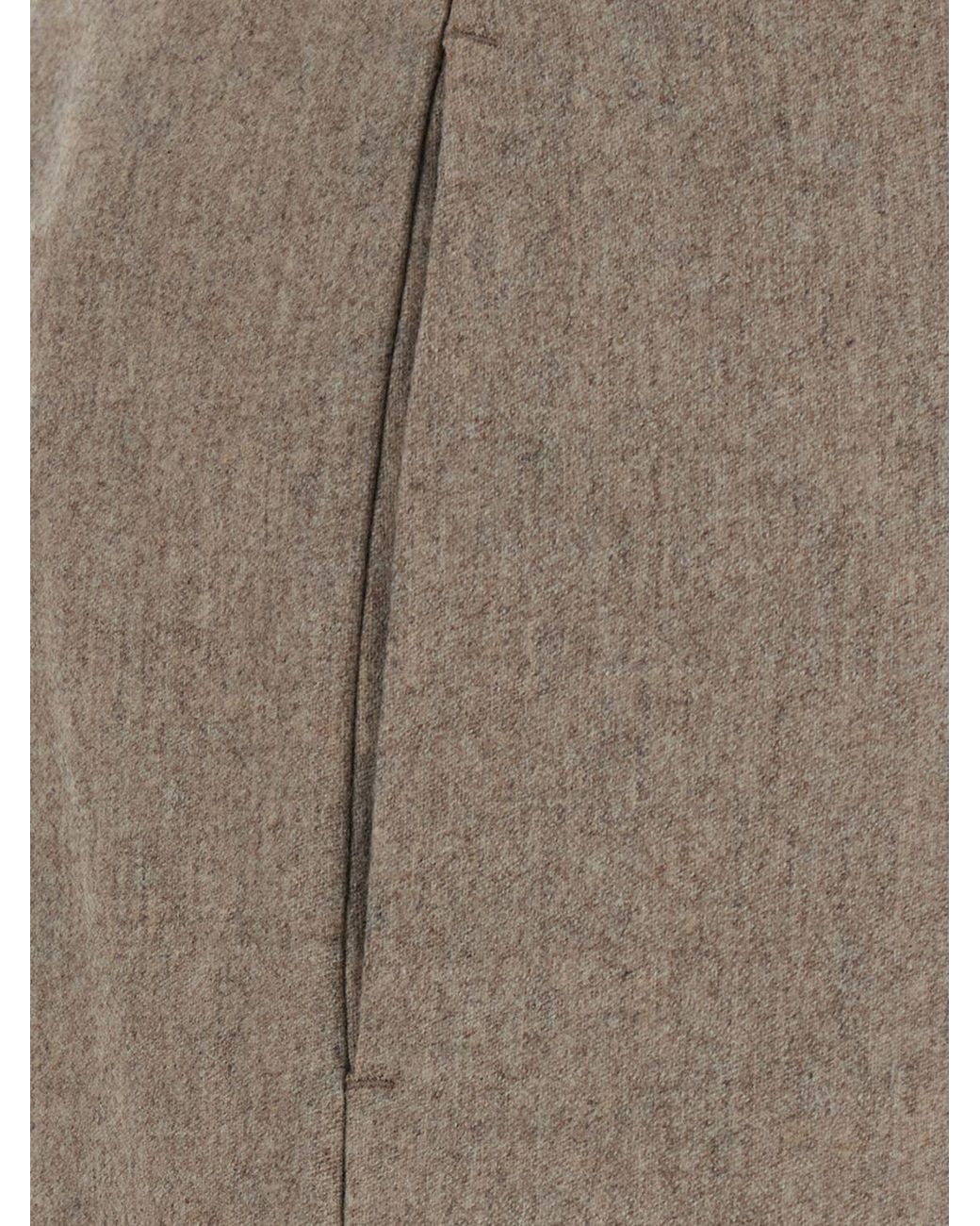 PT Torino Natural Mid-Rise Wool Wide-Leg Trousers