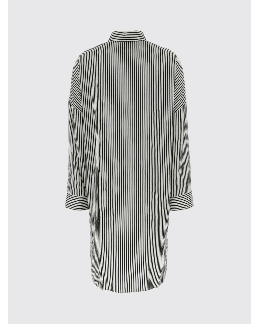Tom Ford Gray Striped Silk Chemisier Dress