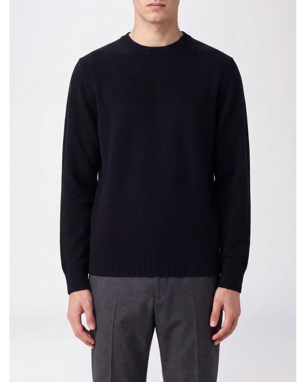 Kangra Blue Wool And Cashmere Blend Crewneck Sweater With Ribbed Trims for men