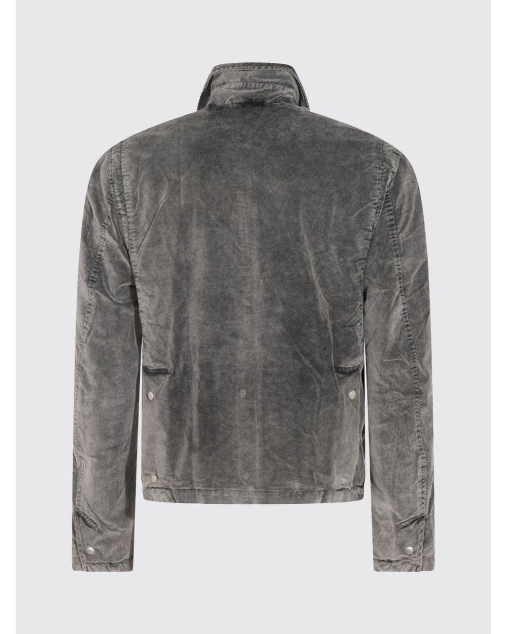 Thom Krom Gray Slim-Fit Cotton Denim Shirt Jacket With Zip for men