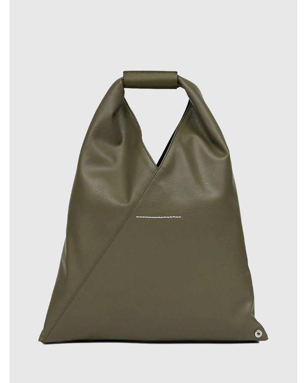 MM6 by Maison Margiela Green Japanese Faux-Leather Handbag With Iconic Stitching