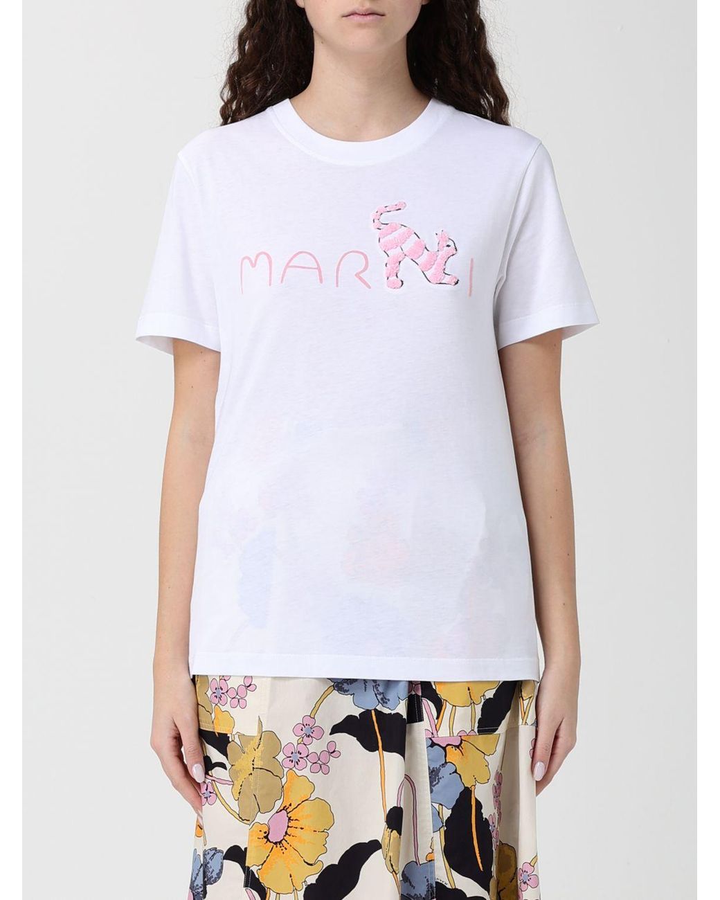 Marni White Cotton T-Shirts With Logo