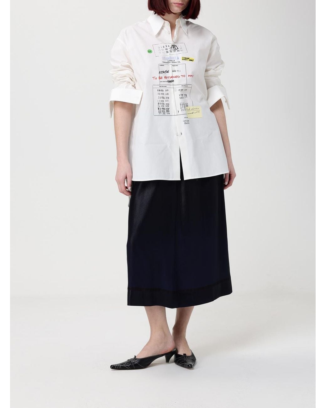 MM6 by Maison Margiela White Printed Cotton Shirt