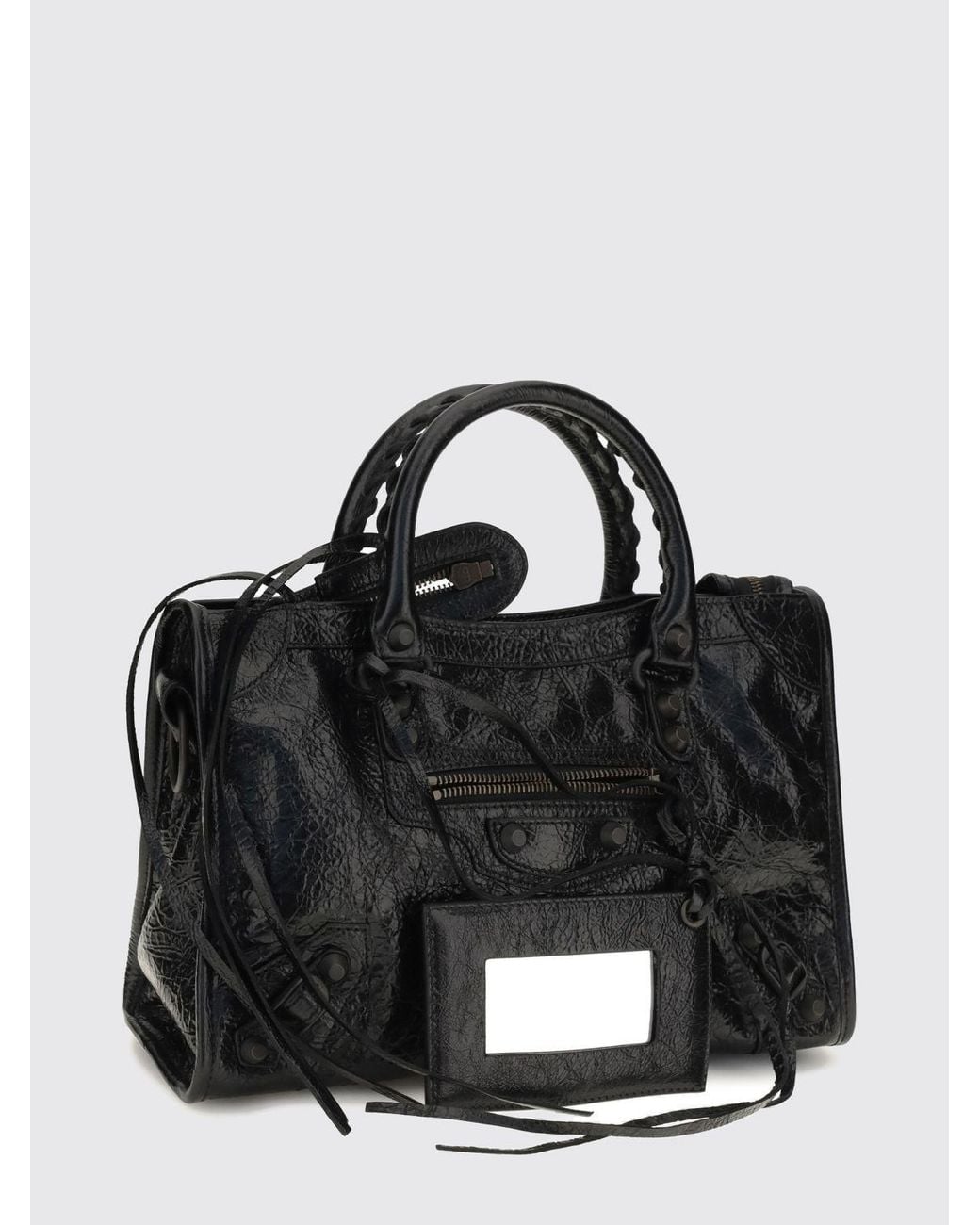 Balenciaga Black Le City Small Arena Lambskin Handbag With Studs