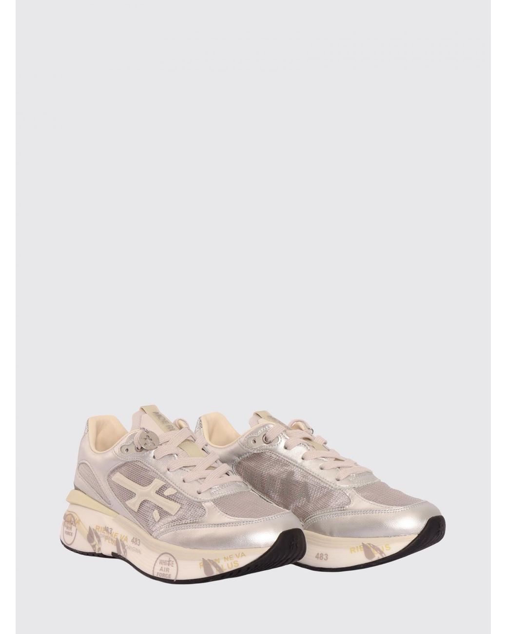 Premiata Pink Laminated Leather And Mesh Moerun Sneakers