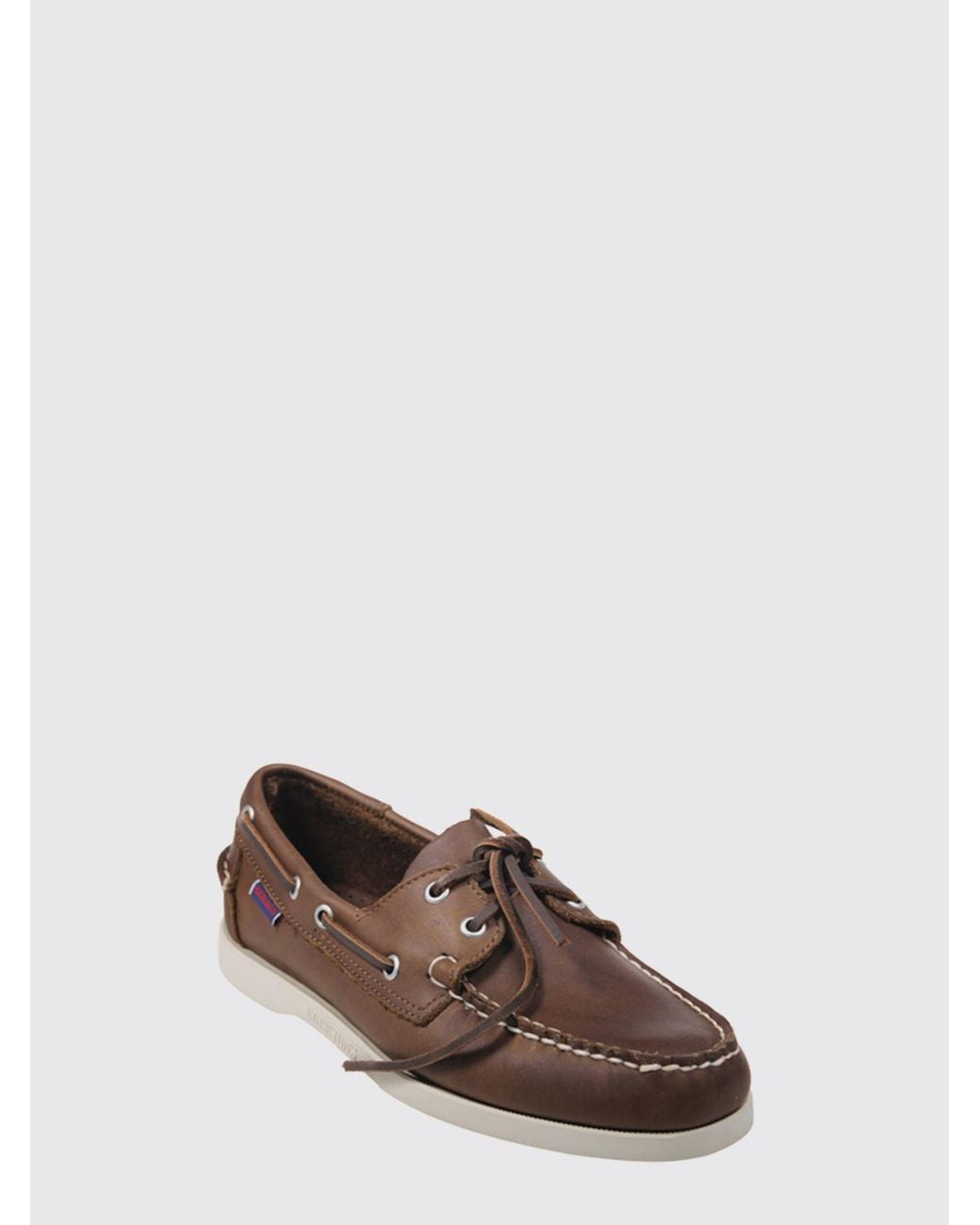 Sebago Brown Docksides Portland Smooth Leather Boat Shoes With Laces for men