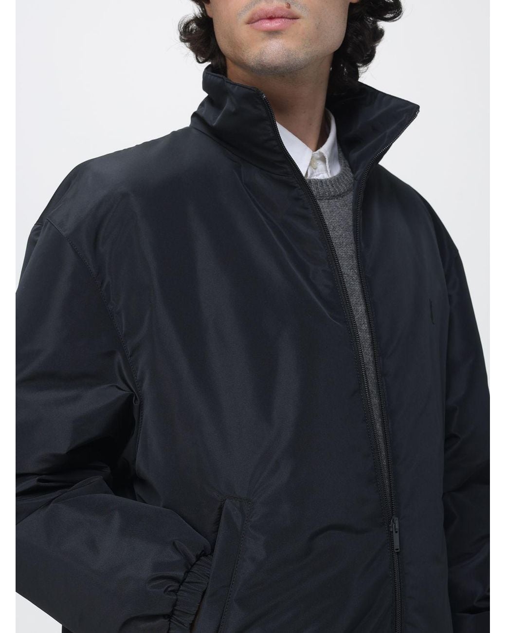Saint Laurent Blue Cassandre Relaxed Fit Technical Fabric Bomber Jacket With Ysl Logo for men