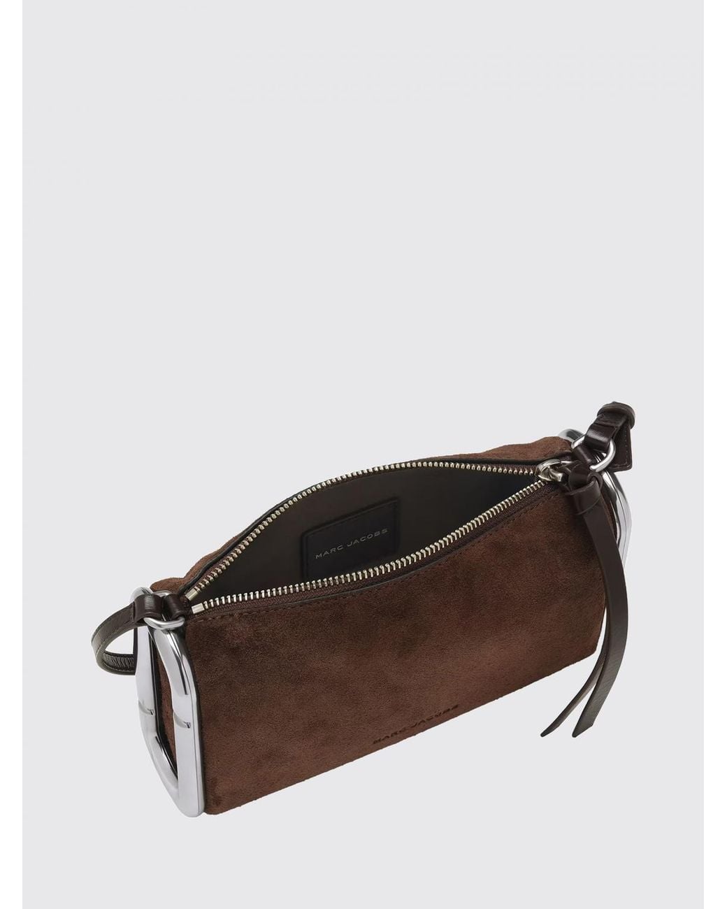 Marc Jacobs Brown Suede Leather Shoulder Bag With Metallic Double J Logo