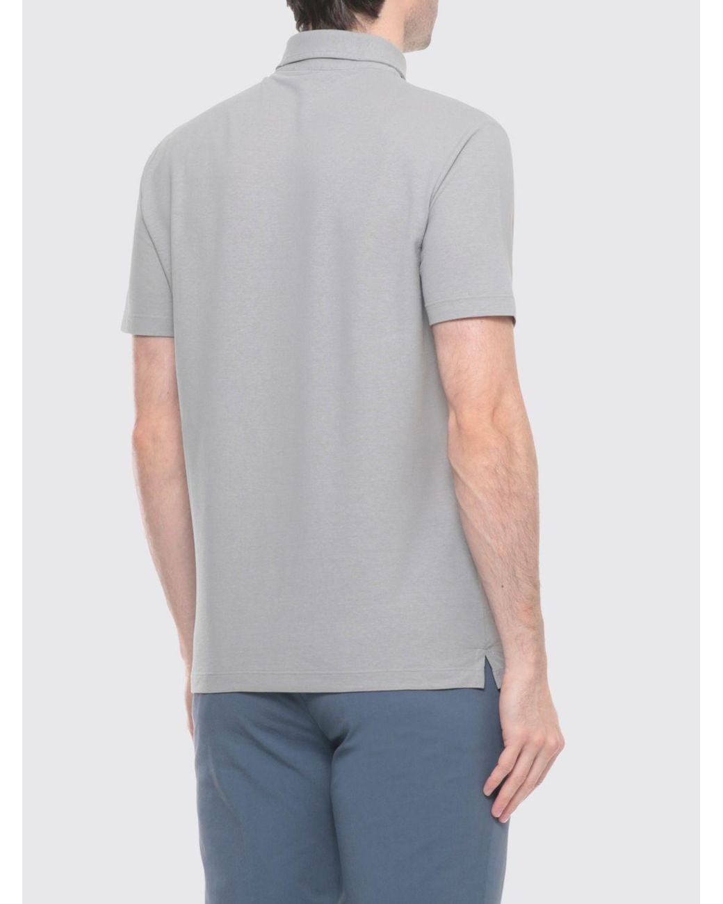 Polo Básico De Algodón Zanone de hombre de color Gray