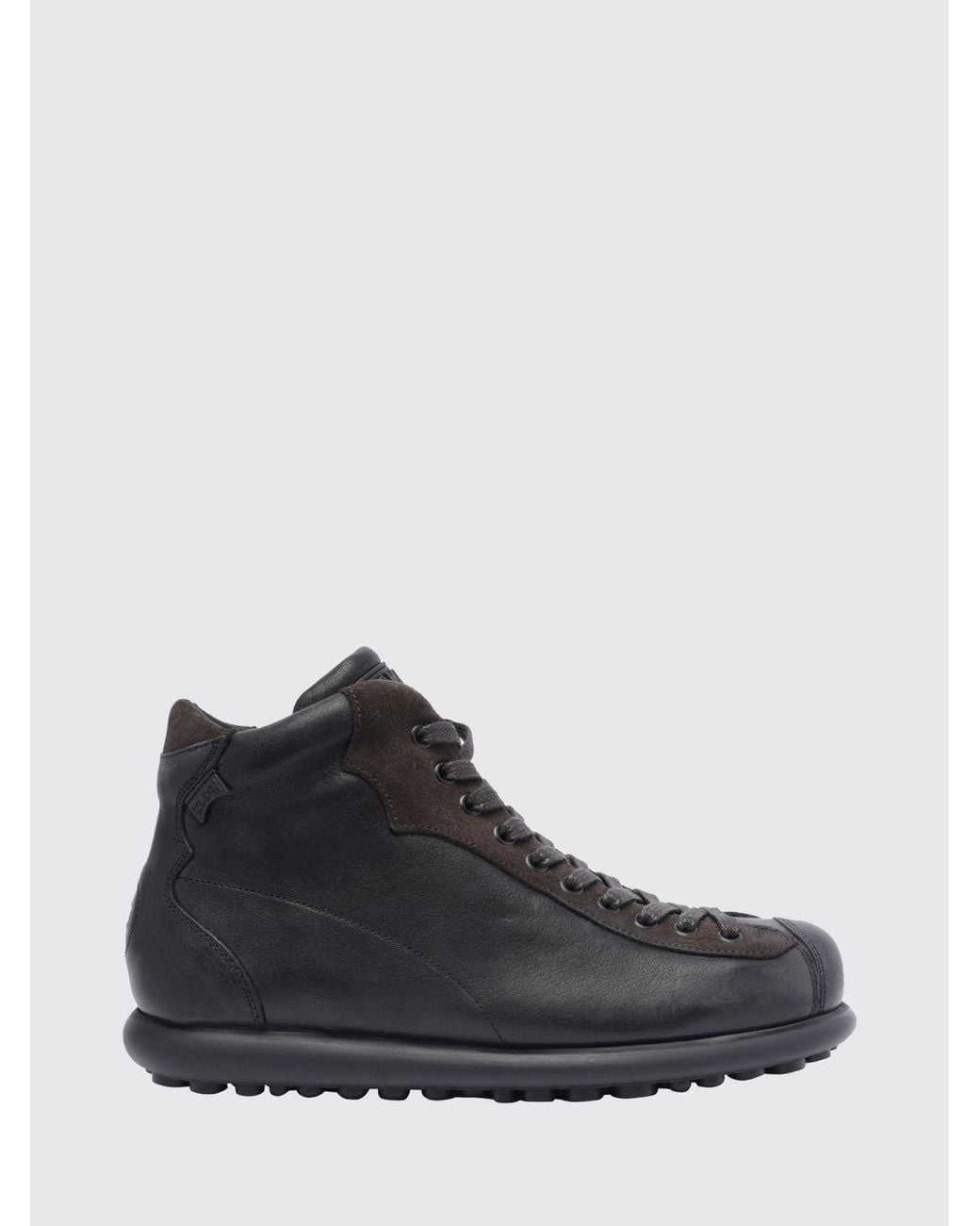 Camper Black Pelotas Leather Outdoor Boots With Lug Sole for men