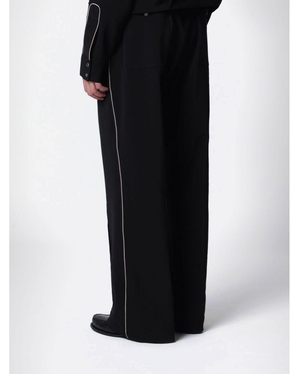 Needles Black Flared Stretch Technical Fabric Trousers With Elasticated Waist for men