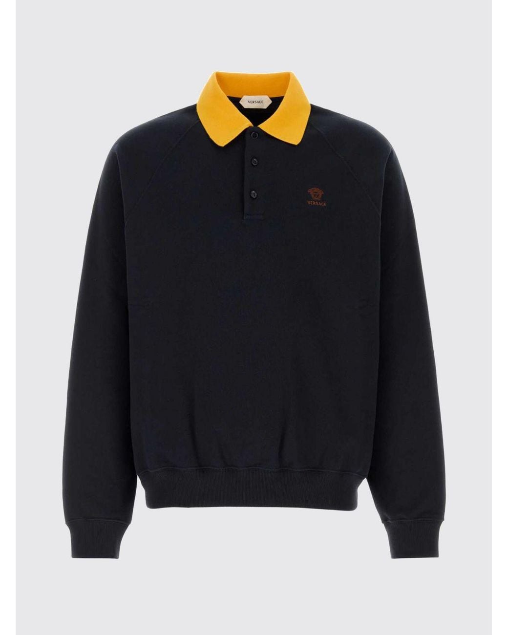 Versace Blue Cotton Polo Shirt With Medusa Logo for men