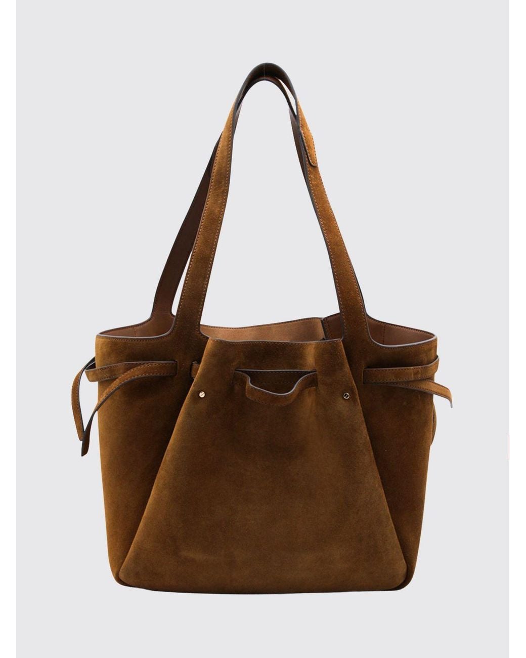 Tory Burch Brown Romy Large Suede Shoulder Bag With Double Handle