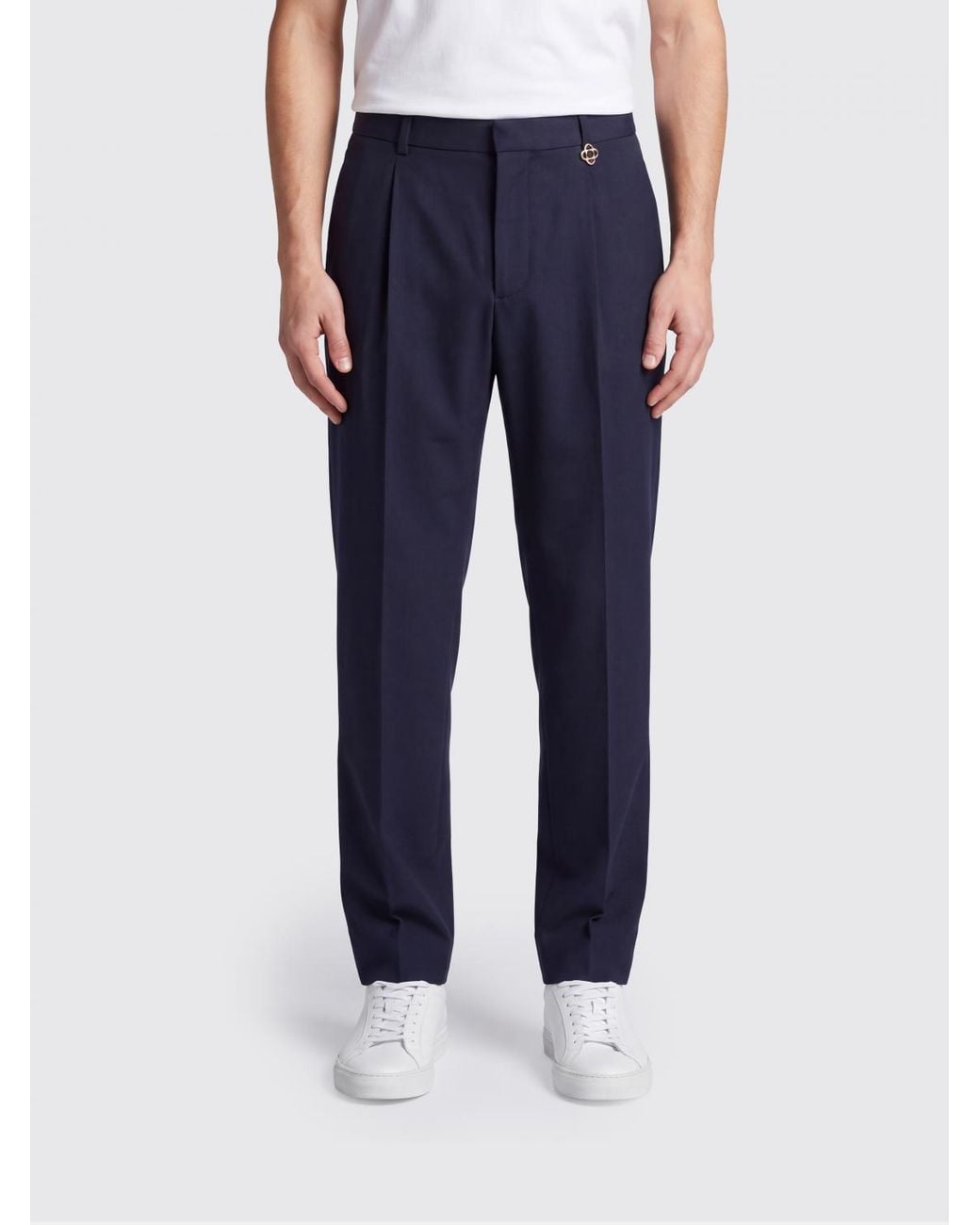 Casablanca Blue Slim-Fit Wool Tailored Trousers With America Pockets for men
