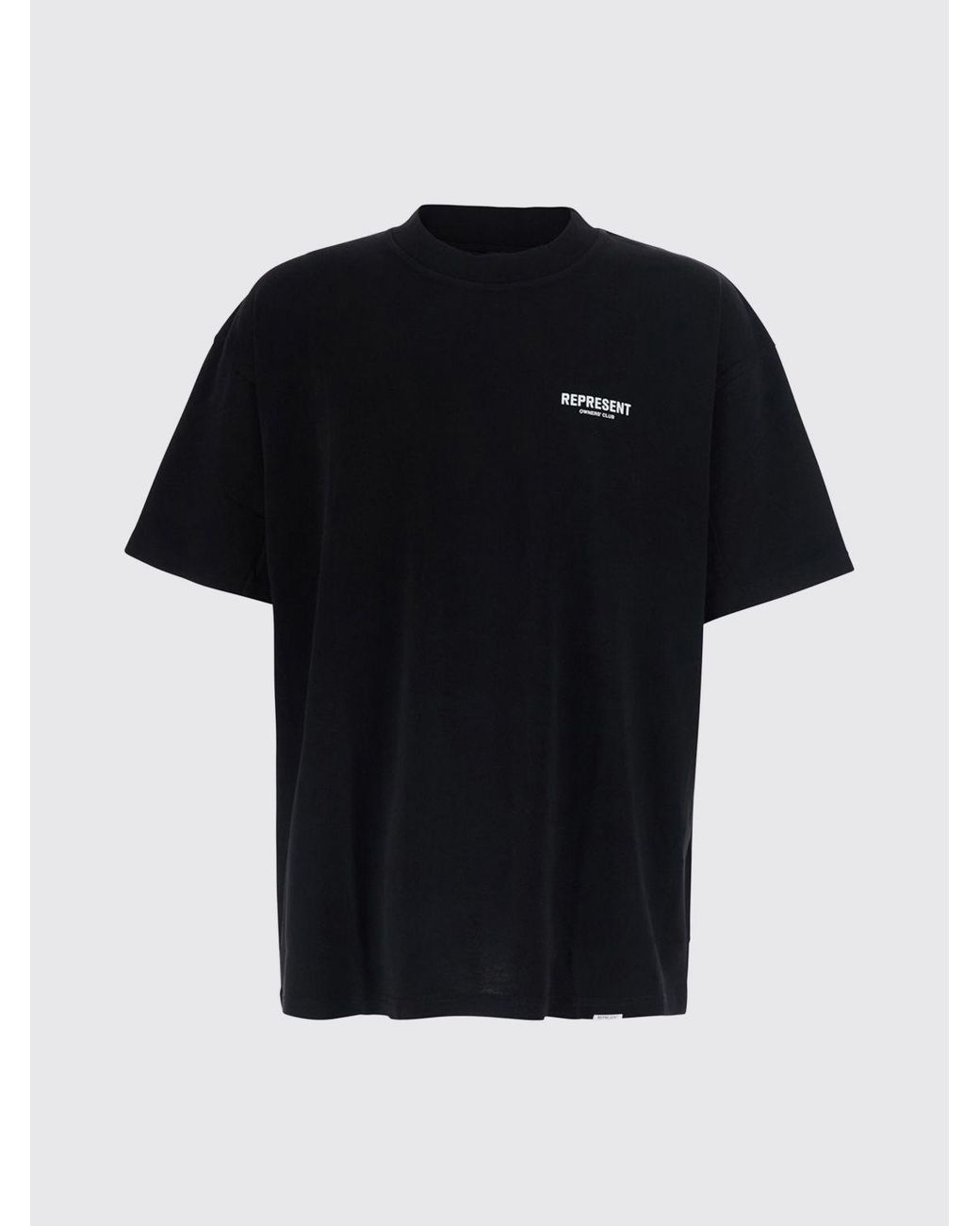 Represent Black Crew Neck Cotton T-Shirt With Contrast Logo for men